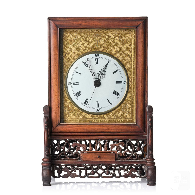 A Chinese hardwood Mantel Clock,